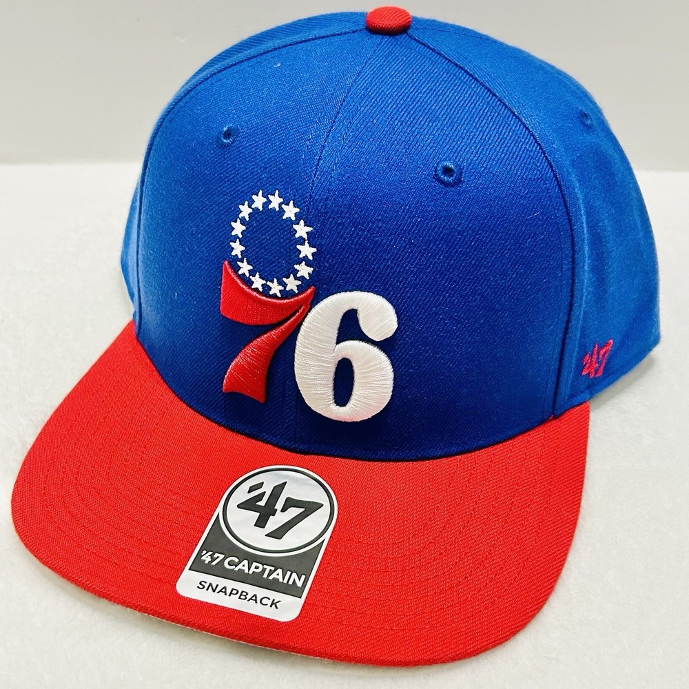'47 Brand Philadelphia 76ers 2-Tone No Shot Captain Snapback Hat Adjustable Blue